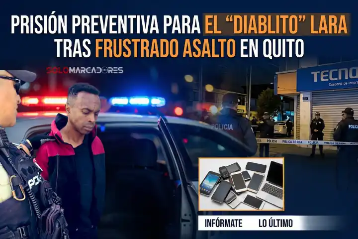 Dictan prisión preventiva para el exfutbolista Christian Lara tras ser detenido en un asalto frustrado en Quito. Tenía armas en su poder.