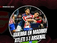 Atlético de Madrid y Arsenal FC empataron 1-1 en la ida de semis de Champions. Piero Hincapié fue titular y figura en la defensa de los Gunners.
