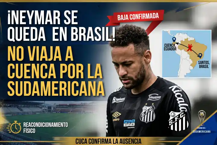 Neymar se queda en Brasil. Cuca confirmó que el astro no viajará a Ecuador para el debut del Santos en Copa Sudamericana ante Deportivo Cuenca.