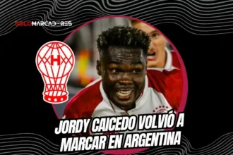 Jordy Caicedo anotó un impecable gol de cabeza para el empate de Huracán ante Tigre. El delantero ecuatoriano suma 8 goles en la temporada argentina.