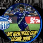 Luis Fragozo, la joven promesa de Emelec, revela que se identifica con el fútbol europeo y Désiré Doué tras marcar su primer gol profesional.