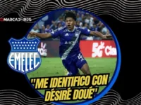 Luis Fragozo, la joven promesa de Emelec, revela que se identifica con el fútbol europeo y Désiré Doué tras marcar su primer gol profesional.