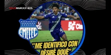 Luis Fragozo, la joven promesa de Emelec, revela que se identifica con el fútbol europeo y Désiré Doué tras marcar su primer gol profesional.