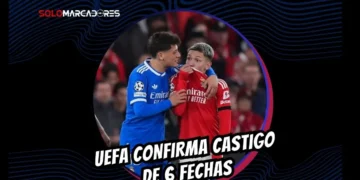 UEFA sanciona a Gianluca Prestianni con 6 partidos por insultos a Vinícius Júnior.