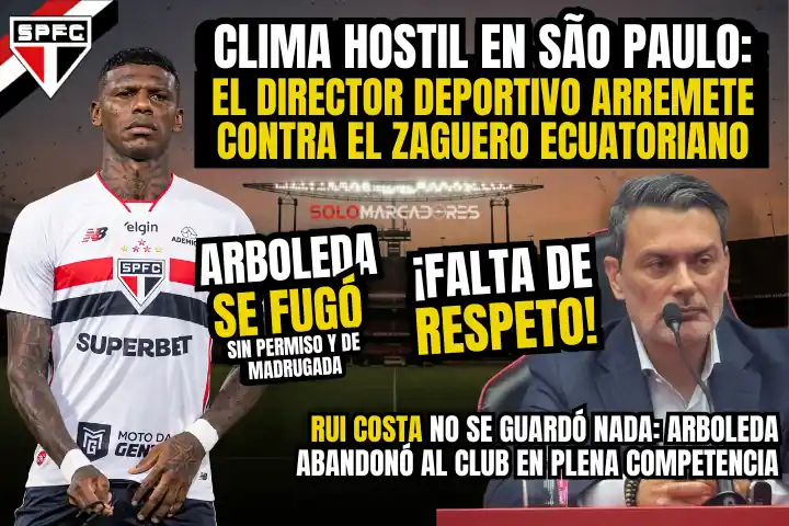 Arboleda rompe filas en Sao Paulo: viaje sin permiso y despido inminente 1 Robert Arboleda abandona Sao Paulo sin permiso y viaja a Ecuador. El DT Roger Machado confirma su despido y Rui Costa denuncia falta de respeto.