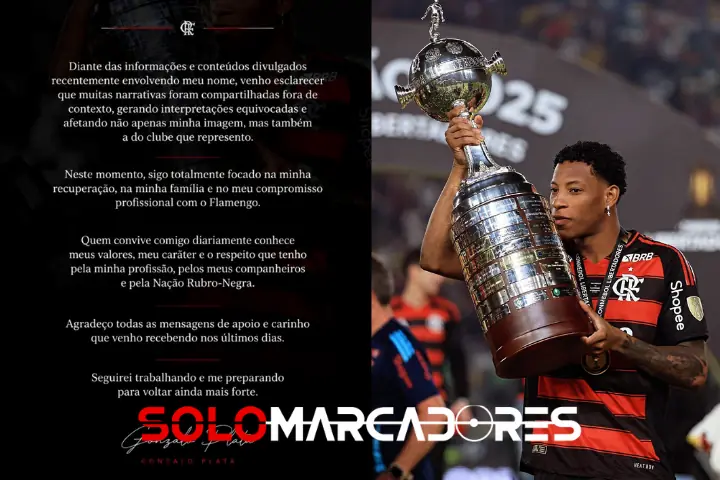 ¡Se cansó de las mentiras! Gonzalo Plata explota contra video viral mientras se recupera en Flamengo 23 Gonzalo Plata emitió un fuerte descargo por la difusión de un video fuera de contexto en Brasil, mientras se recupera de una lesión en Flamengo.