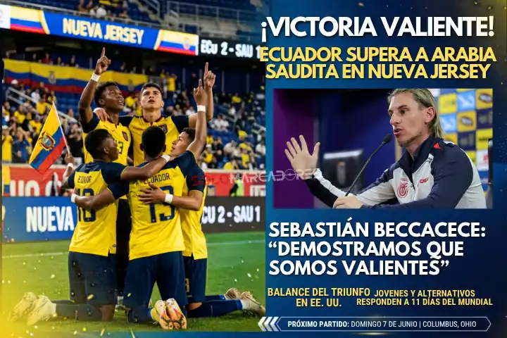 ¡Triunfo con valentía! El plan alternativo de Beccacece que ilusiona a Ecuador a días del Mundial 22 Sebastián Beccacece analizó el triunfo de Ecuador ante Arabia Saudita en Nueva Jersey. Destacó el valor del recambio y el nivel de los juveniles.
