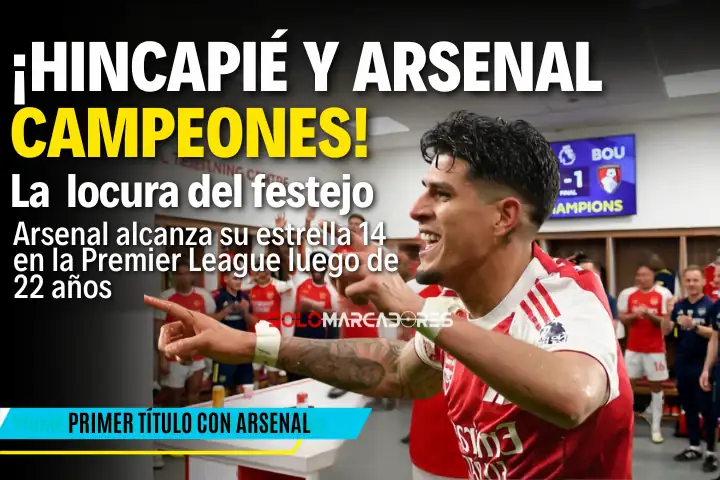 ¡Locura en Londres! El video del festejo de Piero Hincapié y el Arsenal al coronarse campeones de la Premier League 22 El Arsenal rompió la sequía de 22 años y es campeón de la Premier League. Mira el video del festejo de Piero Hincapié tras el tropiezo del Manchester City.