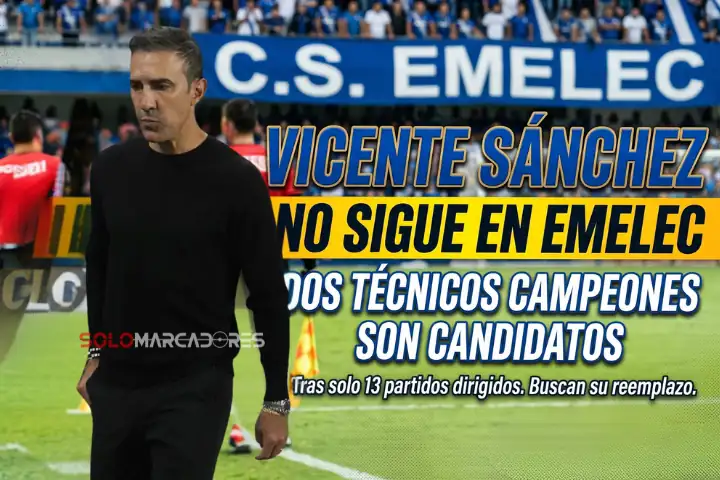 Emelec busca nuevo timonel: El plan de rescate tras la salida de Vicente Sánchez 23 Vicente Sánchez deja la dirección técnica de Emelec tras 13 partidos. Conoce quiénes son los técnicos campeones que podrían reemplazarlo en junio.