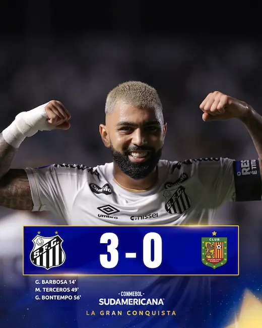 Fin del sueño internacional: Deportivo Cuenca sufre dura goleada ante Santos y se despide de la Copa Sudamericana 23 Deportivo Cuenca cayó goleado 3-0 ante Santos en Brasil y quedó oficialmente eliminado de la Copa Sudamericana. Reporte completo del partido.