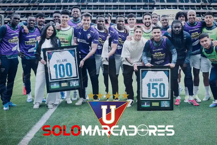 Liga de Quito rinde homenaje a sus figuras Alvarado y Villamil 23 Liga de Quito homenajeó a Alexander Alvarado por sus 150 partidos y a Gabriel Villamil por sus 100 encuentros previo al partido contra Guayaquil City.