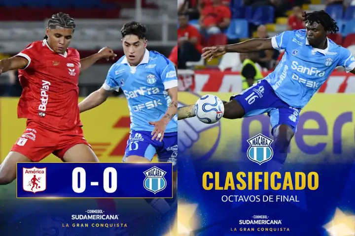 Macará resiste en Cali: un empate con sabor a historia y liderato de Sudamericana 24 Macará igualó 0-0 ante América de Cali en Colombia y clasificó a los octavos de final de la Copa Sudamericana como líder invicto del Grupo A.