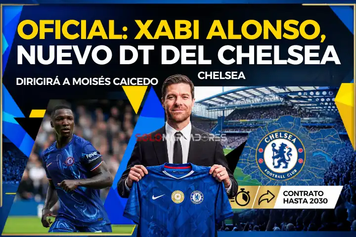 ¡Bombazo en Londres! Xabi Alonso es el nuevo DT de Moisés Caicedo en el Chelsea 23 Oficial: Xabi Alonso asume como nuevo DT del Chelsea por cuatro temporadas. El estratega español dirigirá al ecuatoriano Moisés Caicedo en Inglaterra.