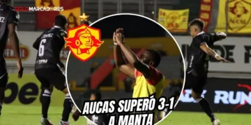 Aucas derrotó 3-1 a Manta con doblete de Porozo en el Gonzalo Pozo. El Papá sumó 25 puntos y recortó distancia con el líder de la LigaPro.