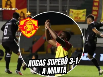 Aucas derrotó 3-1 a Manta con doblete de Porozo en el Gonzalo Pozo. El Papá sumó 25 puntos y recortó distancia con el líder de la LigaPro.