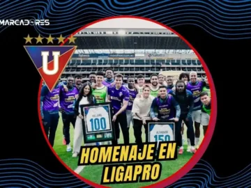 Liga de Quito homenajeó a Alexander Alvarado por sus 150 partidos y a Gabriel Villamil por sus 100 encuentros previo al partido contra Guayaquil City.