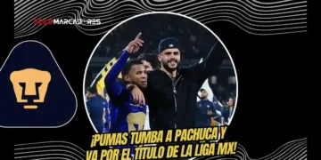 Pedro Vite en la disputa del balón durante el partido entre Pumas y Pachuca por la semifinal de la Liga MX.
