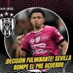 El giro inesperado Sevilla rompe el preacuerdo con Independiente del Valle por Patrik Mercado 3 Sevilla canceló la compra de Patrik Mercado por seis millones de euros debido a su lesión de rodilla. Duro golpe para Independiente del Valle.