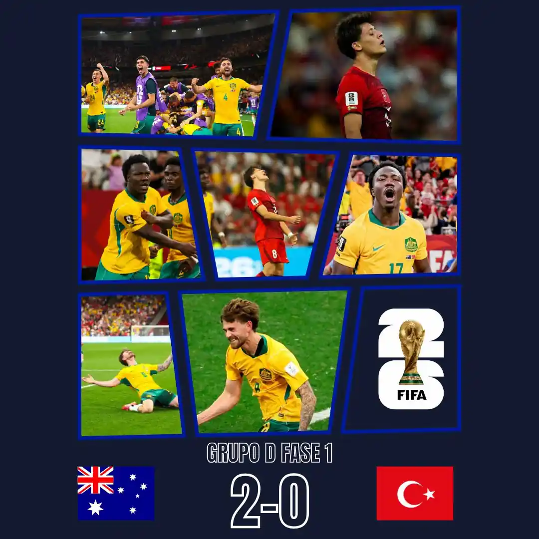 Australia sacude a Turquía en el debut del Grupo D con una actuación monumental de su arquero 23 Australia venció 2-0 a Turquía en Vancouver por la Copa Mundial 2026. Patrick Beach fue la gran figura junto a los goleadores Irankunda y Metcalfe.