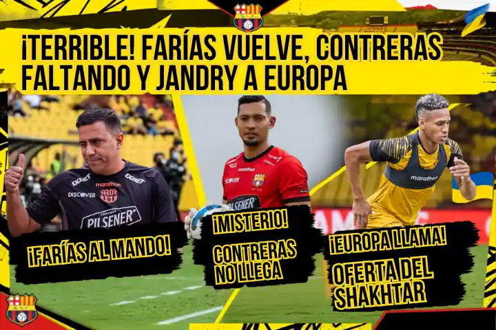 Barcelona SC acelera la marcha: Farías está de vuelta, pero hay misterio en el arco 23 César Farías regresó a Barcelona Sporting Club, pero la ausencia de José David Contreras y la oferta del Shakhtar por Jandry Gómez agitan el mercado.