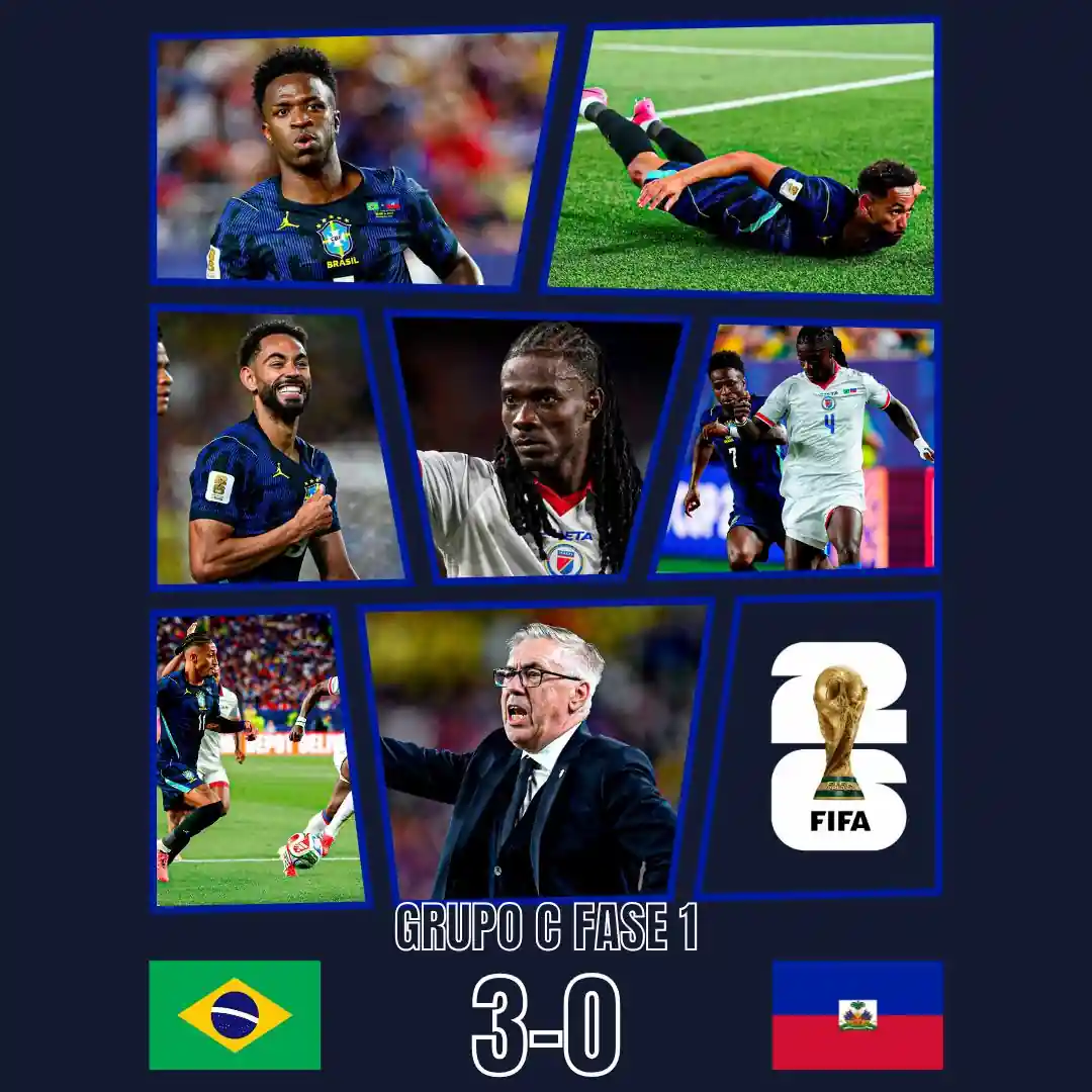 Brasil recupera la memoria y sepulta el sueño mundialista de Haití 23 Con goles de Matheus Cunha y Vinicius Jr., Brasil goleó a Haití 3-0 en el Mundial 2026. El zaguero Ricardo Adé quedó eliminado del torneo.