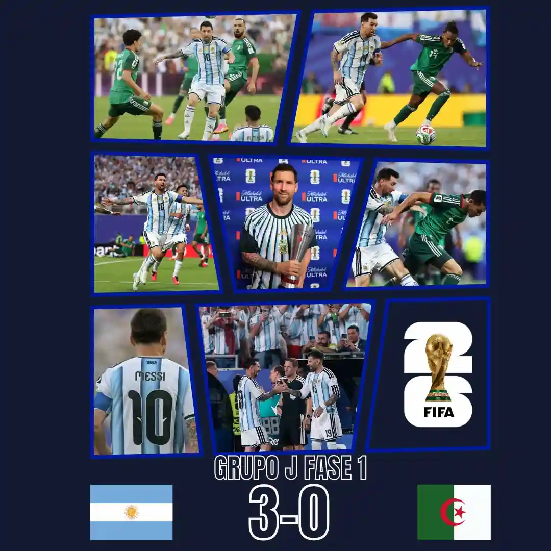 ¡Histórico triplete de la Pulga! Con un Lionel Messi de leyenda, Argentina goleó a Argelia en su debut del Mundial 2026 23 Lionel Messi anotó un triplete en el triunfo 3-0 de Argentina ante Argelia en el Mundial 2026, igualando el récord histórico de Miroslav Klose.