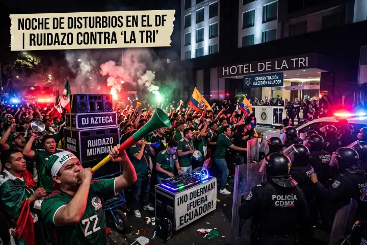El hotel de Ecuador sitiado en el DF: la guerra sucia antes del Azteca 23 Tensión en el Distrito Federal. Hinchas mexicanos rompen el descanso de Ecuador con un ruidazo y DJ frente al hotel. La policía intervino antes del partido.