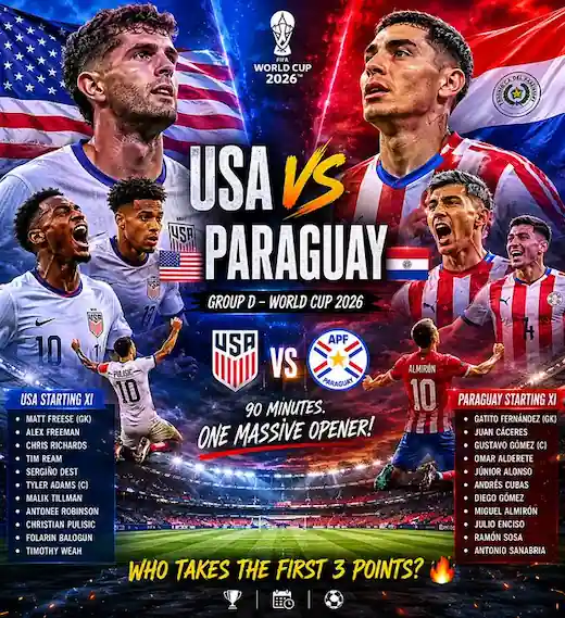 Estados Unidos vs Paraguay, Mundial 2026: día, hora, árbitros, posibles formaciones y cómo verlo por TV en Ecuador 23 Conoce los canales confirmados para ver Estados Unidos vs Paraguay en Ecuador por el Mundial 2026. Horarios, alineaciones y árbitros del partido.