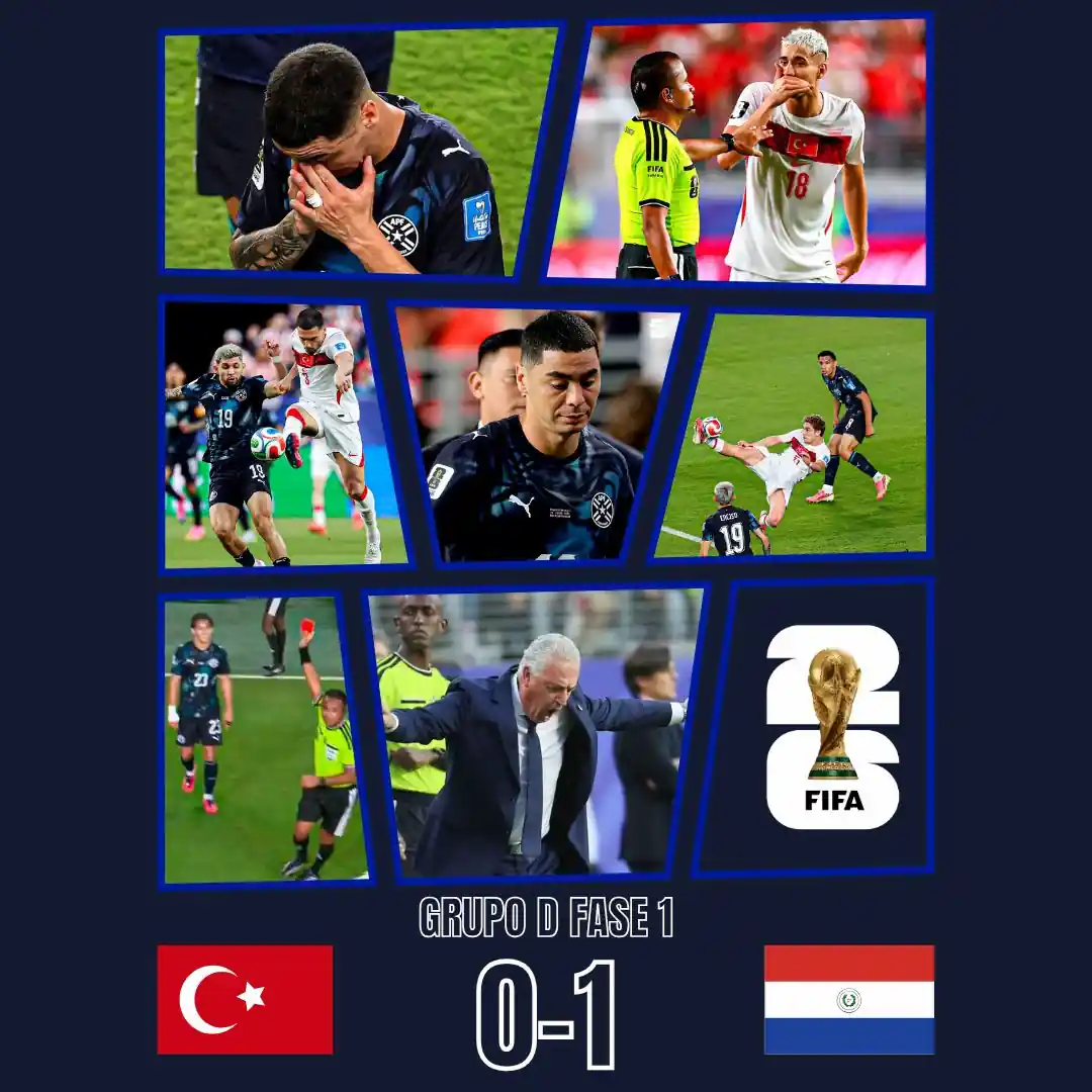 Paraguay resiste con alma guaraní y deja a Turquía sin Mundial 23 Paraguay derrotó 1-0 a Turquía con gol de Galarza en el Grupo D del Mundial 2026. La Albirroja resistió con diez por la expulsión de Almirón.