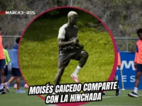 El niño Moi se queda con su gente: el gran gesto de Moisés Caicedo en el entrenamiento de La Tri 6 Moisés Caicedo se quedó firmando autógrafos y tomándose fotos con los hinchas ecuatorianos tras la práctica abierta de La Tri en Columbus.