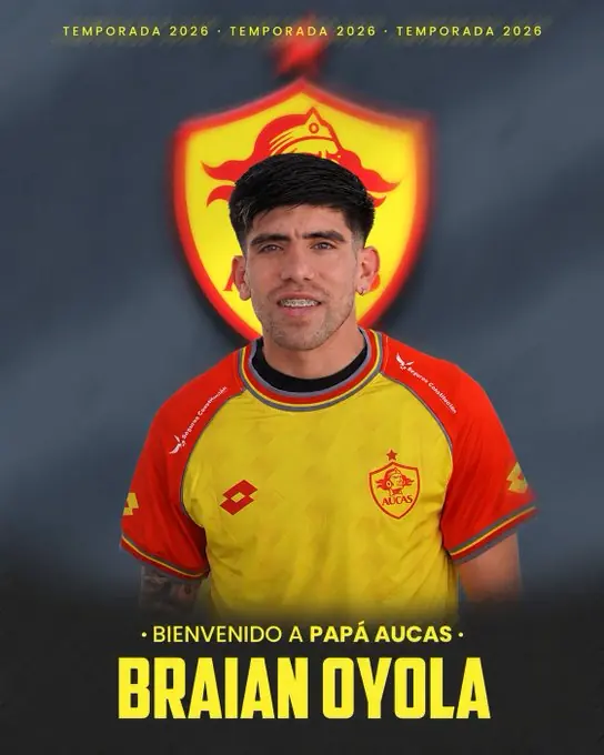 Braian Oyola y José Miguel Andrade son los nuevos fichajes de Aucas para la LigaPro 23 Aucas confirmó los fichajes de Braian Oyola y José Miguel Andrade para la LigaPro 2026, además de la renovación del volante Agostino Spina.