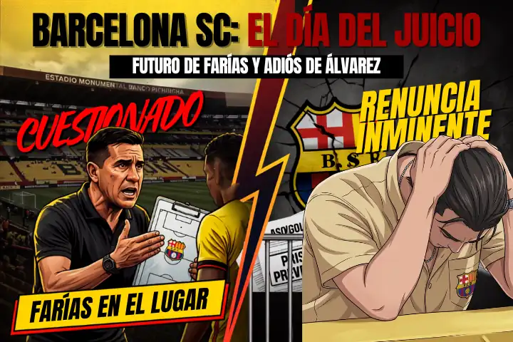 Barcelona SC en horas clave: Directiva define la continuidad de César Farías y la posible renuncia de Antonio Álvarez 22 Barcelona SC analiza la salida de César Farías tras malos resultados, mientras Antonio Álvarez evalúa renunciar a la presidencia.