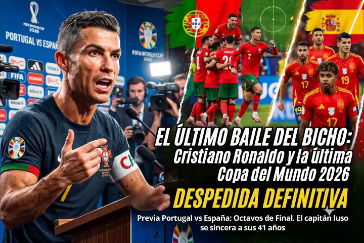 El último baile del Bicho: Cristiano Ronaldo confiesa que la Copa del Mundo 2026 será su despedida definitiva 22 Cristiano Ronaldo confirmó en rueda de prensa previa al Portugal vs España que el Mundial 2026 será el último de su carrera. Revisa sus declaraciones.