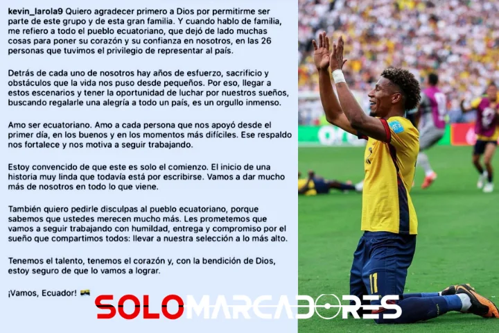 La Rola rompe el silencio tras el Mundial: "Estoy convencido de que este es solo el comienzo" 23 Kevin Rodríguez rompió el silencio tras la eliminación de la Selección de Ecuador ante México en el Mundial. Revisa el emotivo mensaje de la Rola.