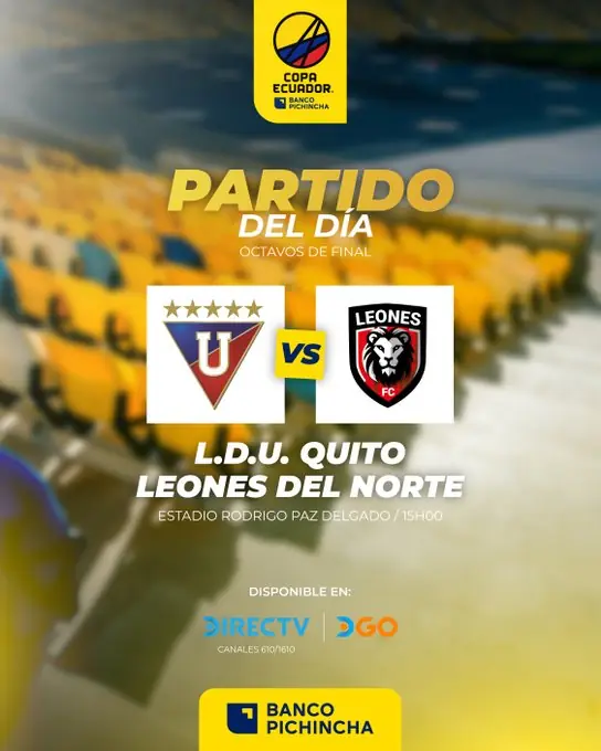 Liga de Quito vs Leones FC en Copa Ecuador: el debut de Álvarez en un duelo sin margen de error 22 Liga de Quito vs Leones FC juegan los octavos de la Copa Ecuador 2026 en el Rodrigo Paz Delgado. Horarios, alineaciones y transmisión del partido.