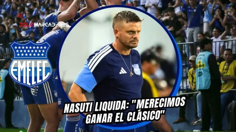 Cristian Nasuti analizó el empate de Emelec ante Barcelona SC. El DT destacó la superioridad futbolística azul, pero lamentó la falta de puntería.
