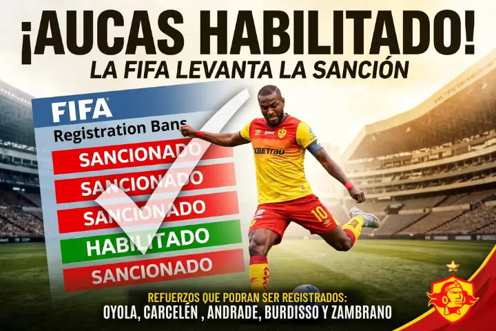 Aucas soluciona su sanción FIFA e inscribirá a sus refuerzos 23 Aucas ya no figura con prohibiciones en la FIFA y podrá registrar a Brian Oyola, Michael Carcelén, Mateo Burdisso y sus demás fichajes.