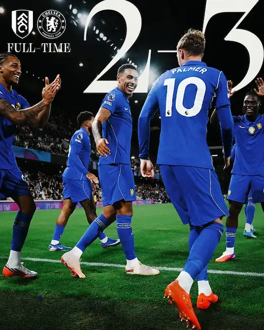 Chelsea debutó con triunfo de visita en esta Premier League 23 Chelsea debutó con triunfo de visita en esta Premier League tras vencer 3-2 a Fulham. Moisés Caicedo fue baja por precaución médica.