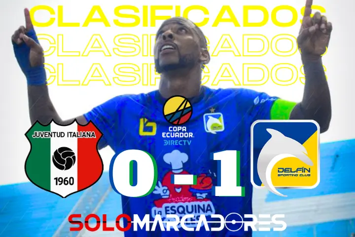 Delfín SC resiste con diez y clasifica a cuartos de la Copa Ecuador 22 Delfín SC venció 1-0 a Juventud Italiana con gol de Anthony Bedoya y jugará los cuartos de final de la Copa Ecuador ante Liga de Portoviejo.