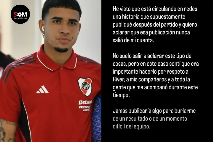 ¿Burla tras la eliminación?: Kendry Páez rompe el silencio tras polémica captura 23 Kendry Páez negó haber publicado una historia burlándose de la eliminación de River Plate en Copa Sudamericana y aclaró su situación en el club.