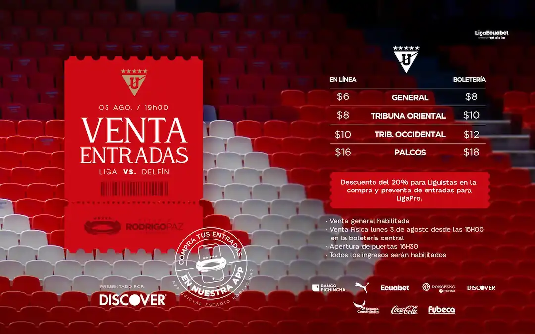 Liga de Quito vs Delfín por la LigaPro: día, hora y cómo verlo por TV 22 Liga de Quito vs. Delfín por la fecha 23 de la Liga Ecuabet. Revisa alineaciones, horarios y transmisión en vivo del partido en Ponceano.