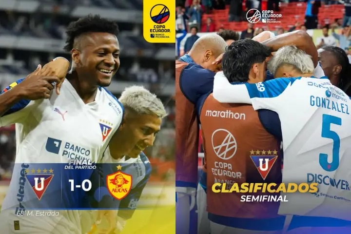 ¡Liga de Quito avanza a semifinales de la Copa Ecuador! Venció 1-0 a Aucas con gol de Michael Estrada 22 Liga de Quito avanzó a semifinales de la Copa Ecuador al vencer 1-0 a Aucas con gol de penal de Michael Estrada en el estadio Rodrigo Paz Delgado.