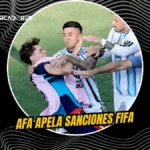 Dura respuesta legal: La AFA no acepta el castigo y va al Comité de Apelación de la FIFA 3 La AFA apelará ante la FIFA las suspensiones a Paredes, Molina, Almada y Ayala, multas y la clausura del 50 % del estadio tras el Mundial 2026.