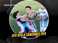 Dura respuesta legal: La AFA no acepta el castigo y va al Comité de Apelación de la FIFA 5 La AFA apelará ante la FIFA las suspensiones a Paredes, Molina, Almada y Ayala, multas y la clausura del 50 % del estadio tras el Mundial 2026.