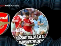 Arsenal aplasta al Manchester City y conquista la Community Shield con Piero Hincapié en cancha 5 Arsenal venció 3-0 a Manchester City y ganó la Community Shield. Goles de Calafiori, Havertz y Odegaard. Piero Hincapié sumó minutos en Cardiff.