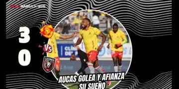 ¡Cátedra de fútbol! Aucas aplasta a Leones y agiganta su sueño de Copa Libertadores 2 Aucas vapuleó 3-0 a Leones con figura de Preciado y doblete de Bolaños. El cuadro Oriental se afianza en la pelea por clasificar a la Copa Libertadores.