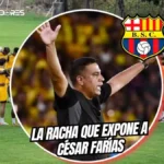 Barcelona SC tambalea en la Liga Ecuabet: el ciclo de César Farías entra en zona crítica 3 Barcelona SC suma 9 de 21 puntos tras el parón. La irregularidad con César Farías genera críticas y compromete su puesto en la Liga Ecuabet.