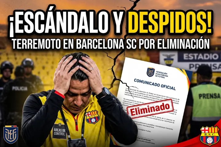 Terremoto en Barcelona SC: Despidos inmediatos y disculpas públicas tras insólita eliminación en Copa Ecuador 23 Barcelona SC pide disculpas públicas y despide a responsables de habilitación tras quedar eliminado de Copa Ecuador por alineación indebida.