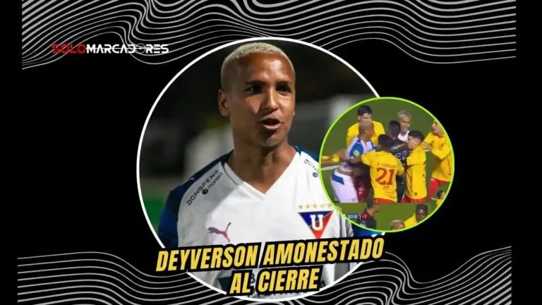 Deyverson encendió el cierre del partido de Liga de Quito ante Aucas con gestos en el 92'. Liga ganó 0-1 en un final tenso con reclamos y amarilla.