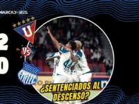 Emelec cae ante Liga de Quito y queda al borde del hexagonal de descenso 6 Emelec perdió 2-0 ante Liga de Quito en la fecha 26 y se mantiene en la duodécima casilla con 32 puntos, dentro de la zona de descenso.